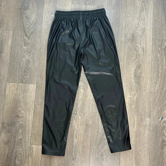 Theory Split hem Ankle Leather Pant Black Slit Pull On Straight Leg size 00 - Picture 13 of 15